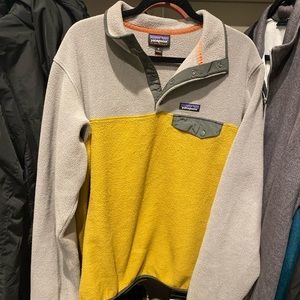 Patagonia Men’s XL Yellow Gray Color Block Snap T Fleece Pullover Synchilla